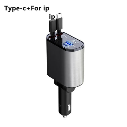 100W Scalable Car Charger 4-in-1 USB C- Cable Suitable