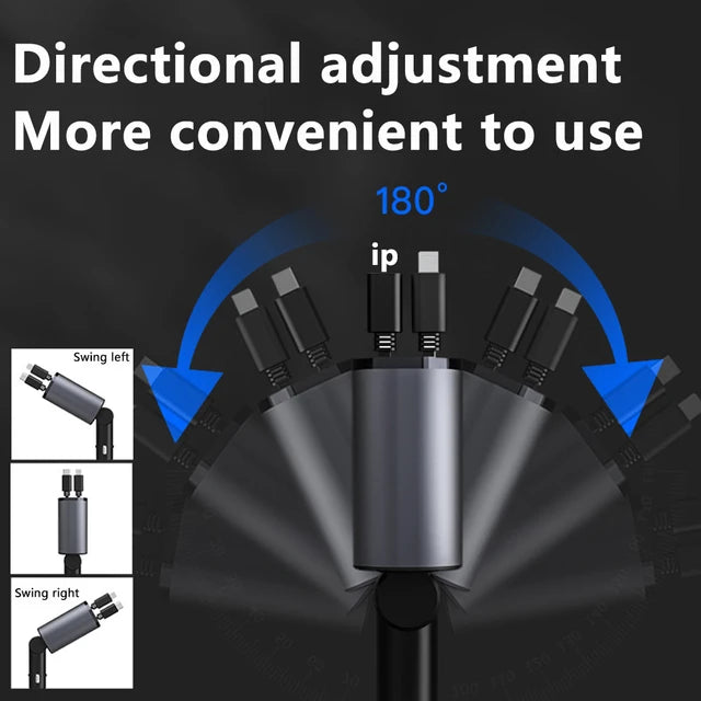 100W Scalable Car Charger 4-in-1 USB C- Cable Suitable